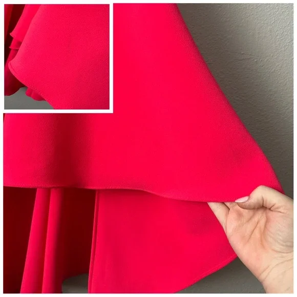 THEIA Hot Pink Spaghetti Strap High-Low Flowy Hem Midi Dress Size 2‎ - Picture 13 of 14